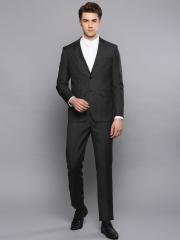 Louis Philippe Men Charcoal Grey Self-Design Single-Breasted Slim Fit Formal Suit