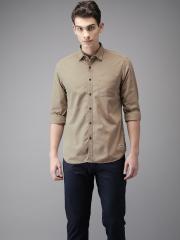 Flying Machine Men Olive Green Regular Fit Solid Casual Shirt