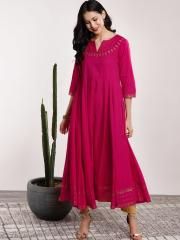 Sangria Women Fuchsia Solid Anarkali Kurta