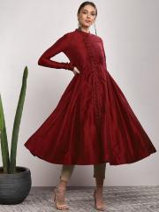 Sangria Women Red Solid Anarkali Kurta