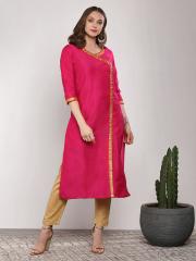 Sangria Women Fuchsia Solid Straight Kurta