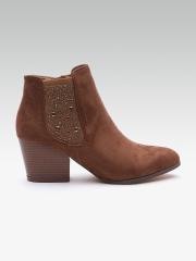 Carlton London Women Brown Solid Heeled Boots