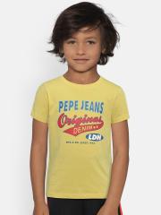 Pepe Jeans Boys Yellow Printed T-shirt