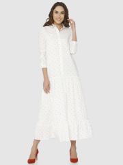 Vero Moda Women White Printed Shirt Dress