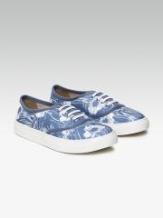 Carlton London Women Blue & White Printed Sneakers