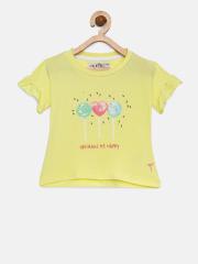 Palm Tree Girls Yellow Printed Top