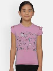 Gini and Jony Girls Pink Printed Top