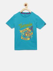 Indian Terrain Boys Blue Printed T-shirt