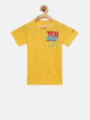 Allen Solly Junior Boys Yellow Printed T-shirt