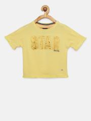 Allen Solly Junior Girls Yellow Embellished T-shirt