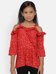 Fame Forever by Lifestyle Girls Red Printed Peplum Top