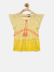 Fame Forever by Lifestyle Girls Yellow & White Printed Top