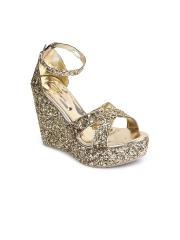 Bruno Manetti Women Gold-Toned Embellished Sandals