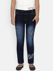 Nauti Nati Girls Navy Blue Washed Jeggings