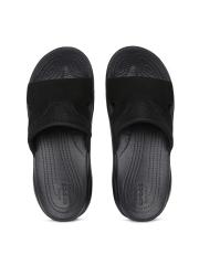 Crocs Men Black Solid Leather Sliders