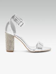 ELLE Women Silver-Toned Solid Block Heels