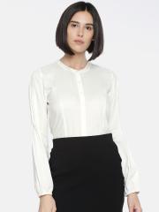 Park Avenue Women White Solid Shirt Style Top