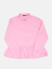 Park Avenue Women Pink Solid Shirt Style Pure Cotton Top