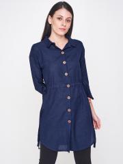 AND Women Navy Blue Solid Tunic