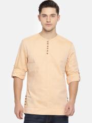 The Indian Garage Co Men Beige Solid Straight Kurta