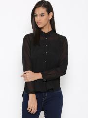 Wills Lifestyle Black Casual Shirt