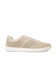 ether Men Beige Solid Perforated Sneakers