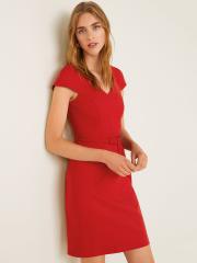 MANGO Women Red Solid Sheath Dress