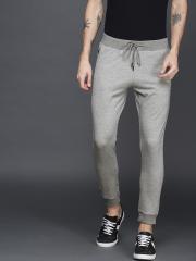 WROGN Men Grey Melange Solid Joggers