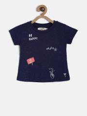 Palm Tree Girls Navy Blue Printed Top