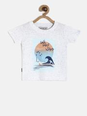 Gini and Jony Boys White Printed T-shirt