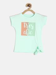 Palm Tree Girls Green & Coral Printed Top