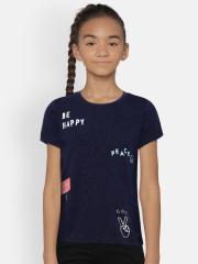 Palm Tree Girls Navy Blue Printed Top