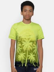 Palm Tree Boys Green Printed T-shirt