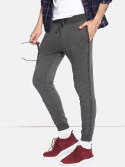 SINGLE Men Charcoal Grey Solid Joggers