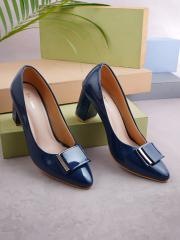 Get Glamr Women Navy Blue Solid Pumps