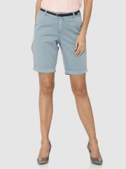 Vero Moda Women Blue Solid Chino Shorts