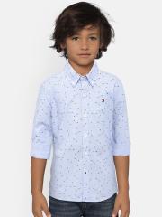 Tommy Hilfiger Boys Blue Printed Casual Shirt