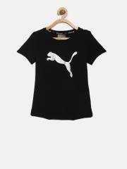 Puma Girls Black Printed T-shirt