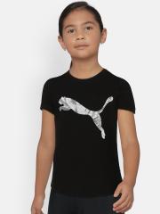 Puma Girls Black Printed Round Neck T-shirt