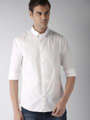 Celio Men White Slim Fit Solid Casual Shirt