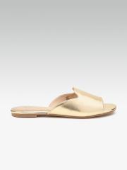 Dune London Women Gold-Toned Solid Open Toe Flats