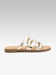 Dune London Women Gold-Toned Solid Open Toe Flats