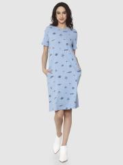 Vero Moda Women Blue Printed T-shirt Dress