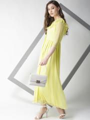 La Zoire Women Yellow Solid Maxi Dress