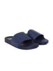 Carlton London Men Navy Blue Solid Sliders