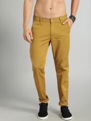 Roadster Men Khaki Brown Regular Fit Solid Chinos