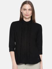 Park Avenue Woman Women Black Solid Shirt Style Top