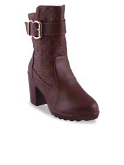 MSC Women Brown Solid Heeled Boots