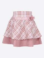 CUTECUMBER Girls Pink Checked Flared Skirt