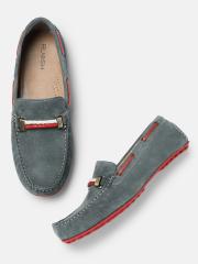 Ruosh Men Grey Solid Suede Loafers